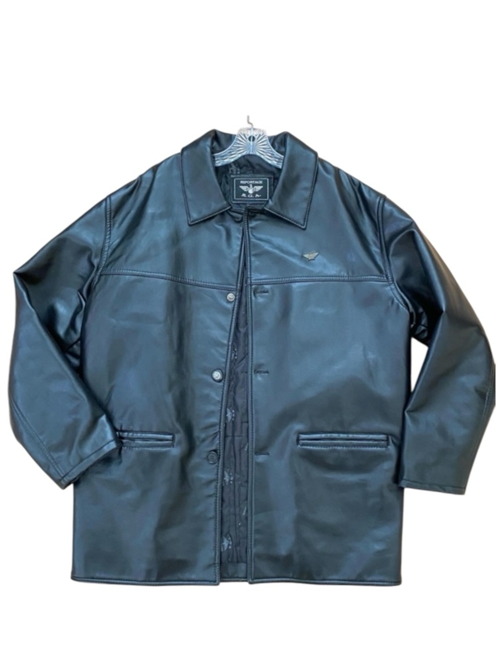 Reportage RGA Black faux Leather Jacket Sz XXL Moto 90’s Minimalist  Streetwear